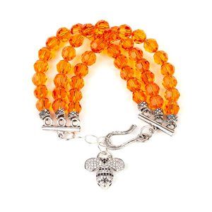 HANDMADE Orange Swarovski crystal cuff bracelet